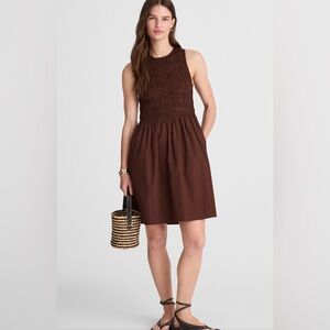 Madewell Melody Smocked Mini Dress in Roasted Chicory XL NWT